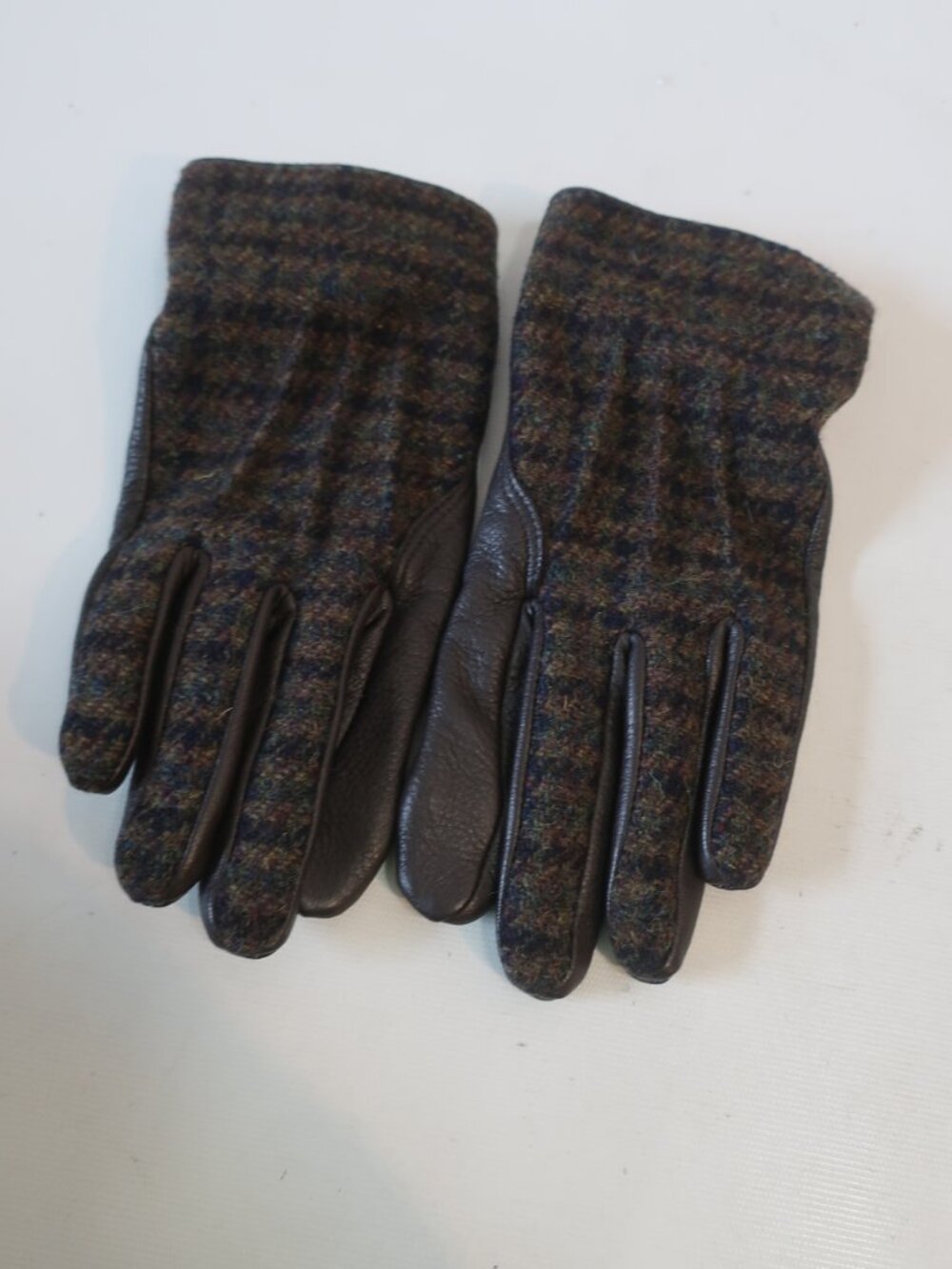 Mens Lands' End Brown (Item-4) Mixed Media Wool Deerskin Leather Gloves S-M